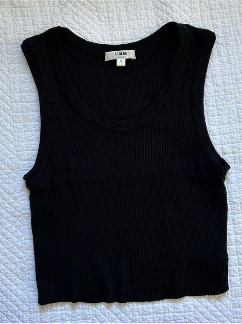 Agolde Black Ribbed Tank Top